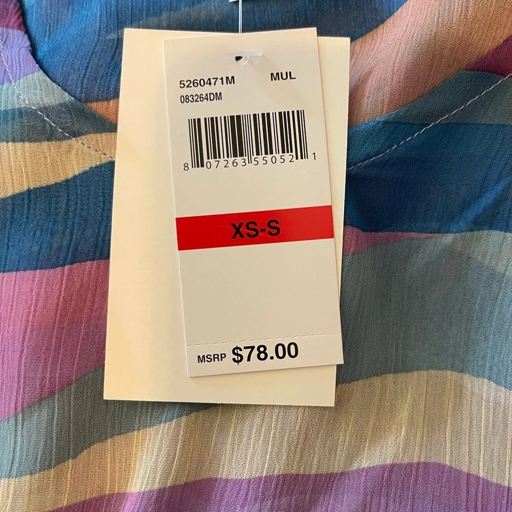 NWT!! Becca sound waves metallic stripe sheer cover-up dress XS/S - Picture 6 of 8